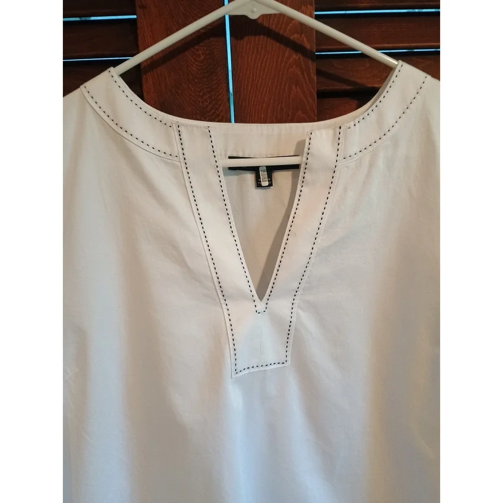 Brooks Brothers Womens Pullover Shirt Blouse Top Sz Large White Popover Ruffle - Picture 4 of 8